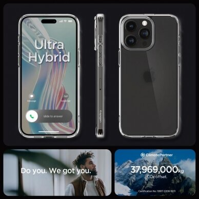 Apsauginis dėklas Spigen ULTRA HYBRID IPHONE 15 PRO FROST CLEAR 14