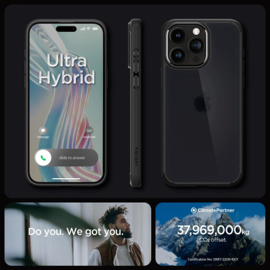 Apsauginis dėklas Spigen ULTRA HYBRID IPHONE 15 PRO FROST Juodas 10