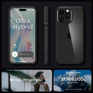 Apsauginis dėklas Spigen ULTRA HYBRID IPHONE 15 PRO MATTE Juodas 14