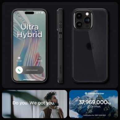 Apsauginis dėklas Spigen ULTRA HYBRID IPHONE 15 PRO MAX FROST Juodas 13