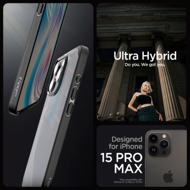 Apsauginis dėklas Spigen ULTRA HYBRID IPHONE 15 PRO MAX FROST Juodas 8