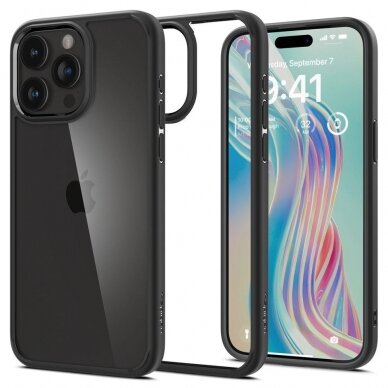 Apsauginis dėklas Spigen ULTRA HYBRID IPHONE 15 PRO MAX MATTE Juodas