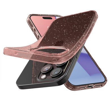 Apsauginis silikono dėklas Spigen Liquid Crystal Glitter, rose quartz - iPhone 15 Pro 4