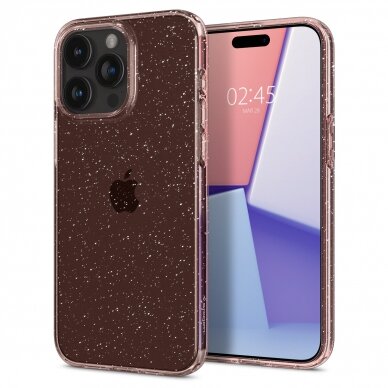 Apsauginis silikono dėklas Spigen Liquid Crystal Glitter, rose quartz - iPhone 15 Pro Max