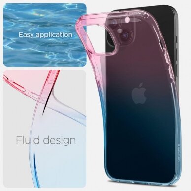 Apsauginis silikono dėklas Spigen LIQUID CRYSTAL IPHONE 15 GRADATION rožinis 7