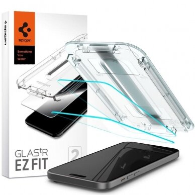 Apsauginis stiklas Spigen GLAS.TR EZ FIT  2-PACK IPHONE 15 CLEAR