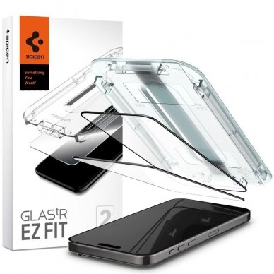 Apsauginis stiklas Spigen GLAS.TR EZ FIT  FC 2-PACK IPHONE 15 PRO Juodas