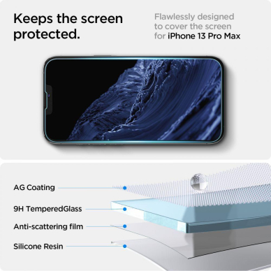 Apsauginis stiklas SPIGEN GLAS.TR ”EZ FIT” IPHONE 13 / 13 PRO 3