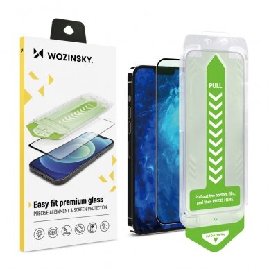 Apsuginis stiklas 9H iPhone 15 Plus Wozinsky Premium Glass - Juodas