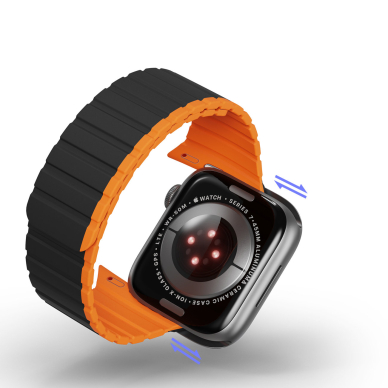 Apyrankė Dux Ducis Magnetic Apple Watch Ultra, SE, 9, 8, 7, 6, 5, 4, 3, 2, 1 (49, 45, 44, 42 mm) (LD Version) - Juoda/Oranžinė 10