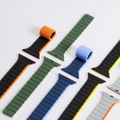 Apyrankė Dux Ducis Magnetic Strap for Apple Watch SE, 9, 8, 7, 6, 5, 4, 3, 2, 1 (41, 40, 38 mm) (LD Version) - Pilka/Oranžinė 3