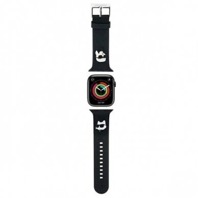 Apyrankė Karl Lagerfeld 3D Rubber Karl&amp;Choupette Heads strap for Apple Watch 38/40/41mm - Juodas