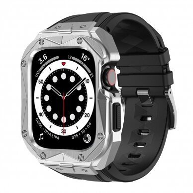 Apyrankė Kingxbar CYF140 2in1 Apple Watch Ultra, SE, 9, 8, 7, 6, 5, 4, 3, 2, 1 (49, 45, 44, 42 mm) Sidabrinė