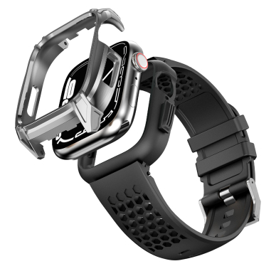 Apyrankė Kingxbar CYF148 2in1 Apple Watch Ultra, SE, 9, 8, 7, 6, 5, 4, 3, 2, 1 (49, 45, 44, 42 mm) Sidabrinė 2