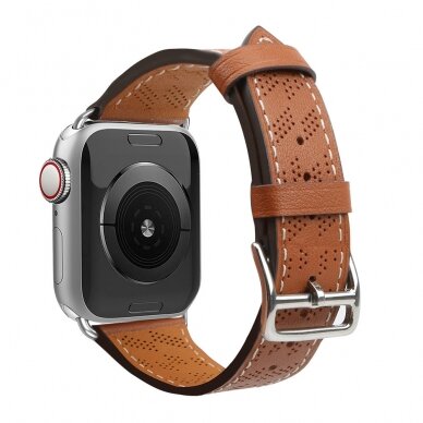 Apyrankė Leather strap for Apple Watch Ultra, SE, 8, 7, 6, 5, 4, 3, 2, 1 (49, 45, 44, 42 mm) Ruda 1