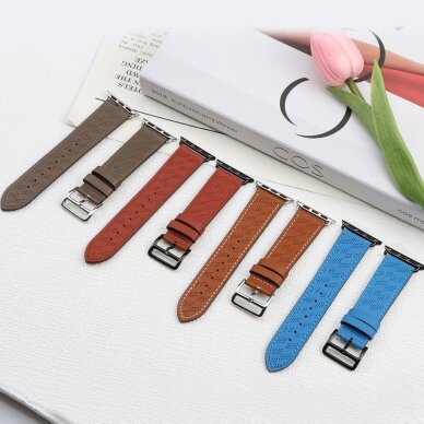 Apyrankė Strap Leather Apple Watch 9, SE, 8, 7, 6, 5, 4, 3, 2, 1 (41, 40, 38 mm) Ruda 6