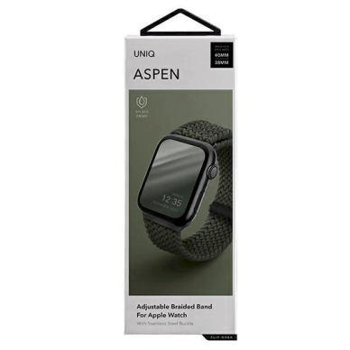 Apyrankė UNIQ pasek Aspen Apple Watch 40/38/41mm Series 4/5/6/7/8/9/SE/SE2 Braided /cypress žalias 10