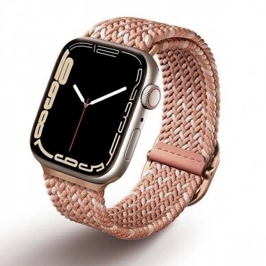 Apyrankė UNIQ pasek Aspen Apple Watch 40/38/41mm Series 4/5/6/7/8/9/SE/SE2 Braided DE /citrus rožinis