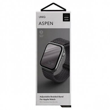 Apyrankė UNIQ pasek Aspen Apple Watch 40/38/41mm Series 4/5/6/7/8/9/SE/SE2 Braided Pilkas 10