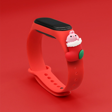 Apyrankės dirželis Strap Xmas replacement Xiaomi Mi Band 6 / Mi Band 5 Christmas holidays raudonas (santa 1) 1