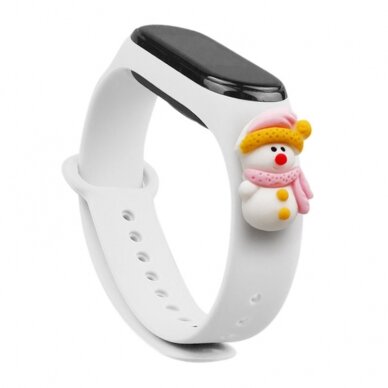 Apyrankės dirželis Strap Xmas Xiaomi Mi Band 4 / Mi Band 3 Christmas holidays baltas (snowman 2)