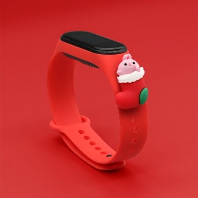 Apyrankės dirželis Strap Xmas Xiaomi Mi Band 4 / Mi Band 3 Christmas holidays raudonas (santa 1) 1