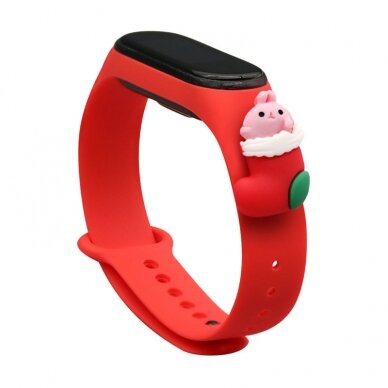 Apyrankės dirželis Strap Xmas Xiaomi Mi Band 4 / Mi Band 3 Christmas holidays raudonas (santa 1)