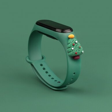 Apyrankės dirželis Strap Xmas Xiaomi Mi Band 4 / Mi Band 3 Christmas holidays žalias (green christmas tree 2) 1