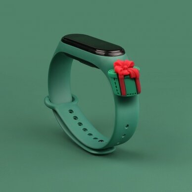 Apyrankės dirželis Strap Xmas Xiaomi Mi Band 4 / Mi Band 3 Christmas holidays žalias (green present) 1