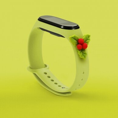 Apyrankės dirželis Strap Xmas Xiaomi Mi Band 6 / Mi Band 5 Christmas holidays žalias (mistletoe) 1