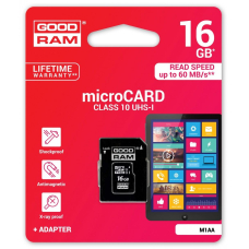 Atminties korta Goodram microSD 16Gb (class 10) + SD adapter