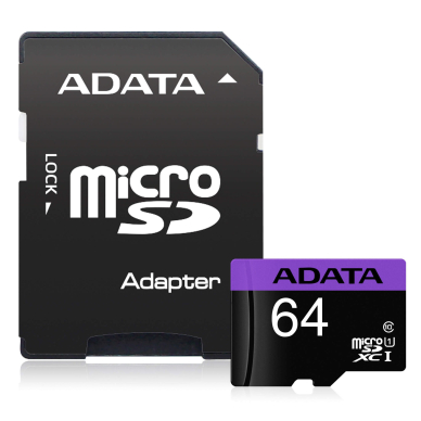 Atminties korta ADATA microSD 64GB (UHS-I Class 10) + SD adapter