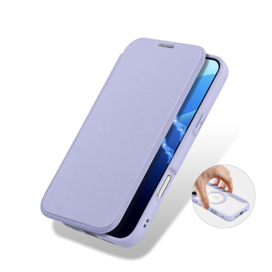 Atverčiamas Dėklas Dux Ducis Skin X Pro iPhone 16 Pro Max  MagSafe and Flip Cover - Violetinis 8