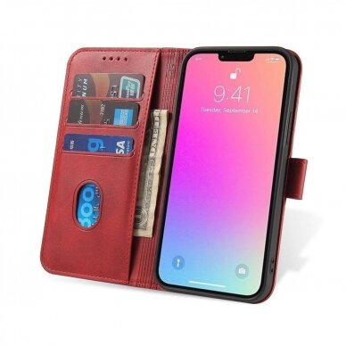 Atverčiamas dėklas eko odos Wallet Samsung A145 A14 4G/A146 A14 5G raudonas 3