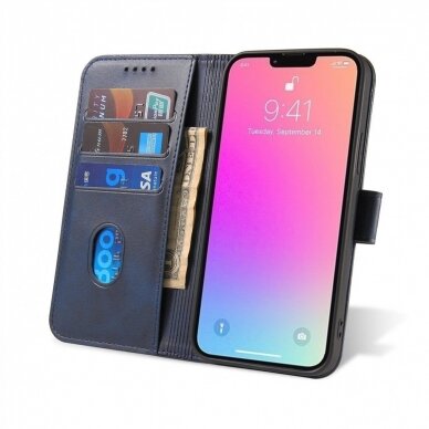 Atverčiamas dėklas eko odos Wallet Samsung S921 S24 mėlynas 2