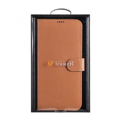 Atverčiamas Dėklas iCarer Haitang Leather Wallet Samsung Galaxy S22 Plus Rudas (AKSM05BN) 4