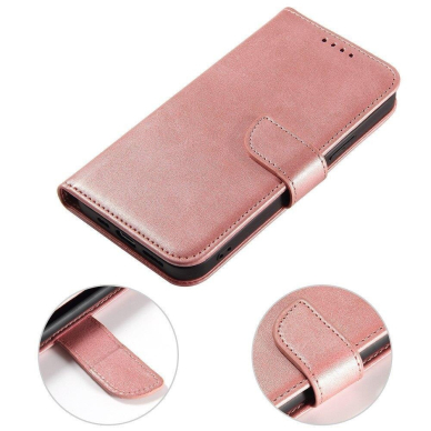 Akcija! Atverčiamas Dėklas Magnet Case elegant bookcase type case with kickstand Samsung Galaxy A22 4G Rožinis 2