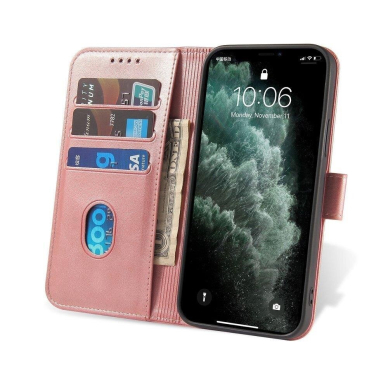 Akcija! Atverčiamas Dėklas Magnet Case elegant bookcase type case with kickstand Samsung Galaxy A22 4G Rožinis 6