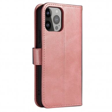 Atverčiamas dėklas Magnet Case elegant iPhone 13 Pro Max Rožinis 1