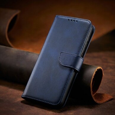 Akcija! Samsung Galaxy S22 Ultra Atverčiamas Dėklas Magnet Case Elegant skirtas  Mėlynas 12