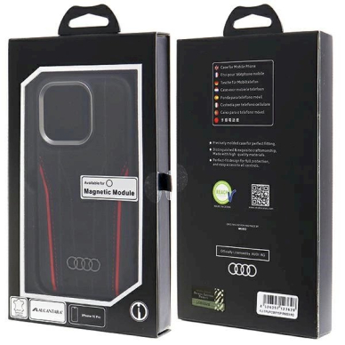 Audi Tikros odos Magsafe Dėklas iPhone 15 Pro - Juodas / Raudonas 9