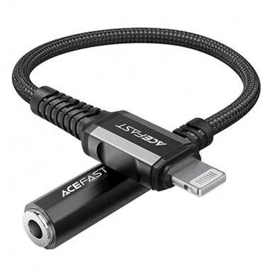 Audio adapteris Acefast MFI Lightning - 3.5mm mini jack (female) 18cm, AUX Juodas (C1-05)