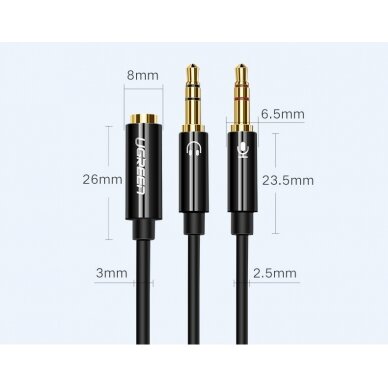 Audio adapteris Ugreen 3,5 mm - 2x 3,5 mm AUX Juodas (AV140 20899) 11