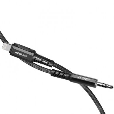 Audio kabelis Acefast MFI Lightning - 3.5mm mini jack (male) 1.2m, AUX Juodas (C1-06) 2