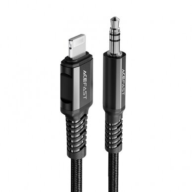 Audio kabelis Acefast MFI Lightning - 3.5mm mini jack (male) 1.2m, AUX Juodas (C1-06)