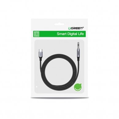 Audio Kabelis Ugreen stereo audio AUX cable 3,5 mm mini jack - USB Type C skirtas išmaniesiems telefonams 1 m Juodas (CM450 20192) 4