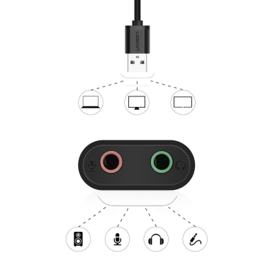 Audio Ugreen USB external sound audio card 3,5 mm mini jack 15cm juodas (30724) 2