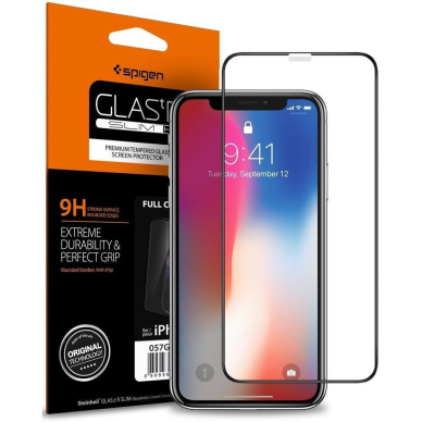 Aukštos Kokybė Apsauginis Stiklas Spigen Fc Iphone X/Xs Juodas