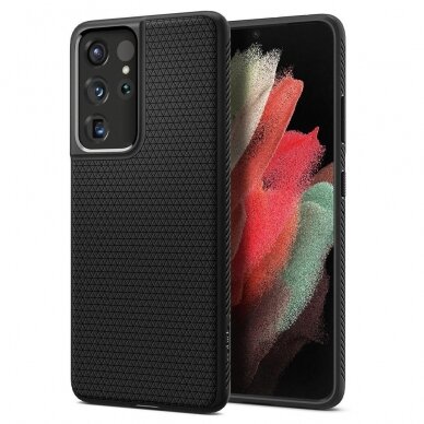 AUKŠTOS KOKYBĖS DĖKLAS SPIGEN LIQUID AIR GALAXY S21 ULTRA MATTE JUODAS