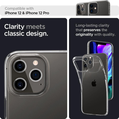 Aukštos Kokybės Dėklas Spigen Liquid Crystal Iphone 12 Pro / Iphone 12 Skaidrus 9